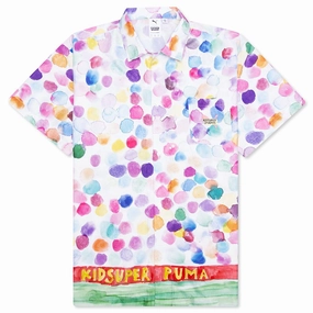Puma x KidSuper AOP Shirt - White Puma trainers with bold stripe logo