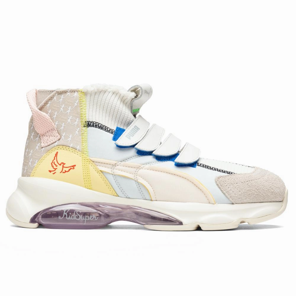 Puma x KidSuper Studios Cell Dome Sock - Whisper White/Silver Grey Puma trainers with bold stripe logo