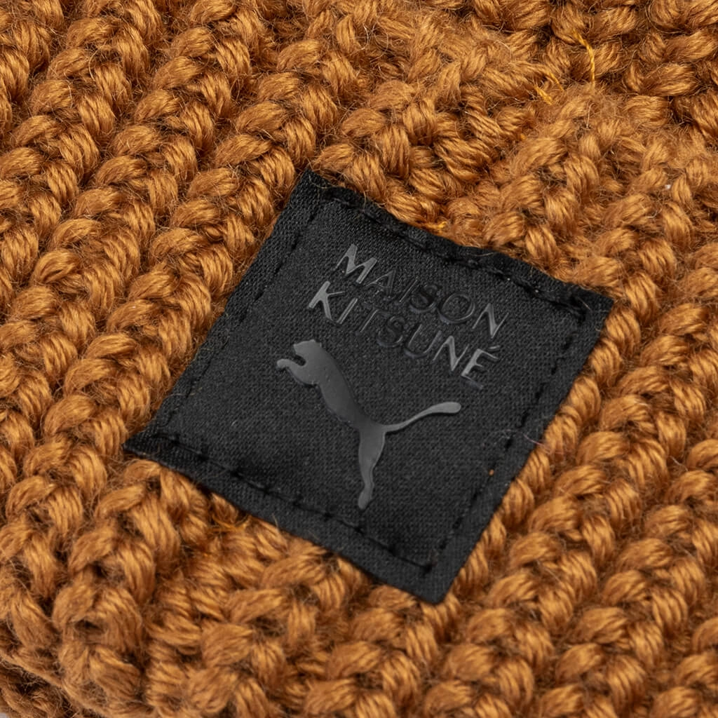 Puma x Maison Kitsune Fisherman Beanie - Brown Puma Stripe Logo Trainers