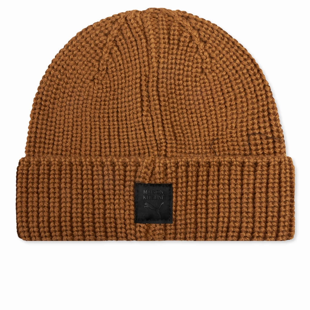Puma x Maison Kitsune Fisherman Beanie - Brown Puma Stripe Logo Trainers