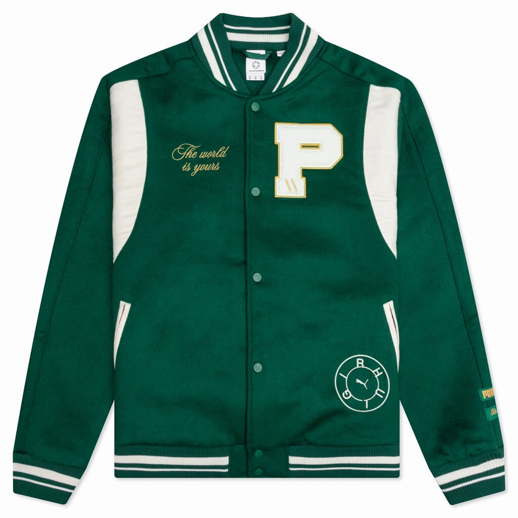 Puma x Rhuigi Varsity Jacket - Evergreen Puma sneakers for casual streetwear