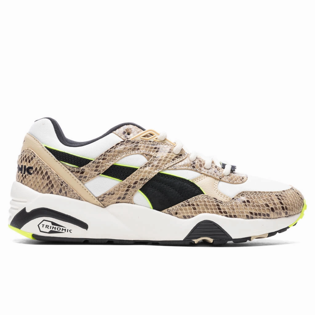 R698 Snake - Whisper White/Black Puma shoes with suede and modern shape