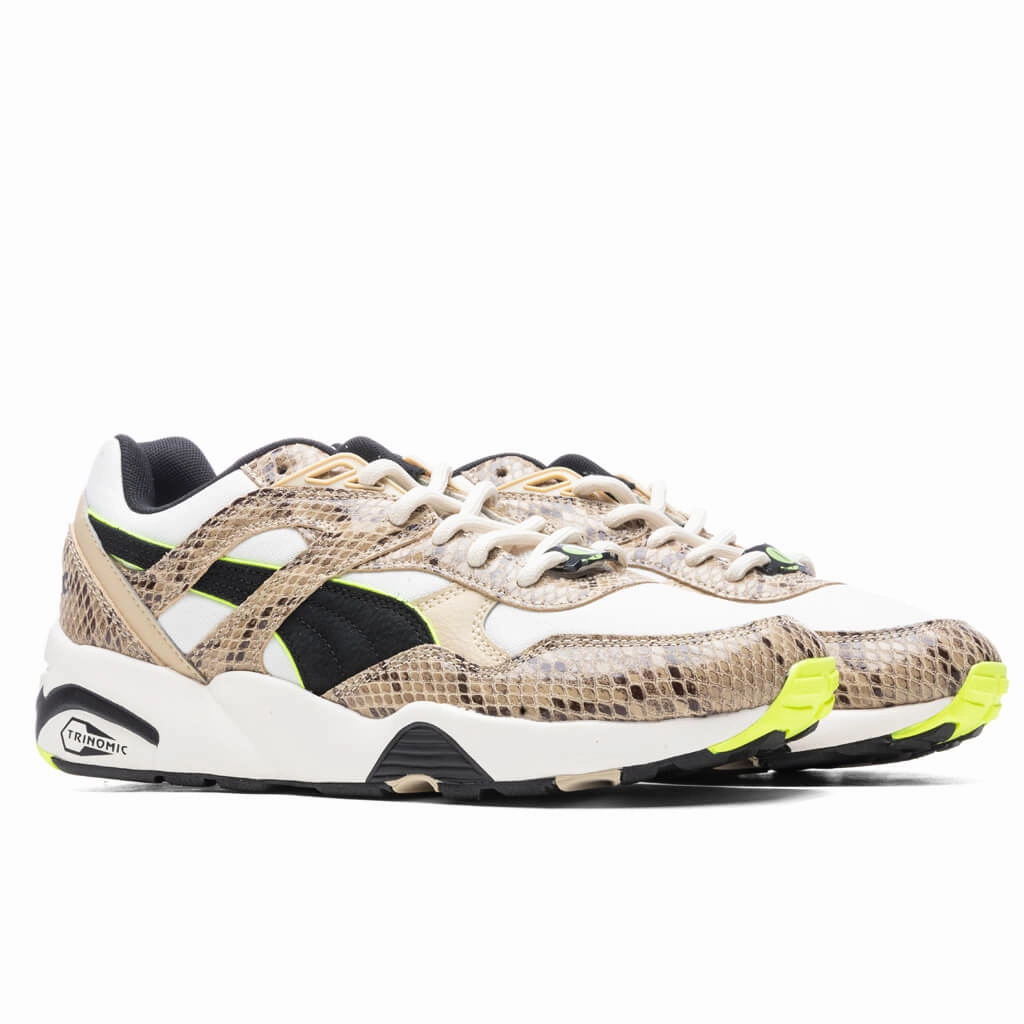 R698 Snake - Whisper White/Black Puma Suede Street Sneakers
