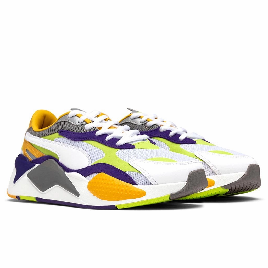 RS-X3 Level Up - White/Lime Punch Puma Stripe Logo Trainers