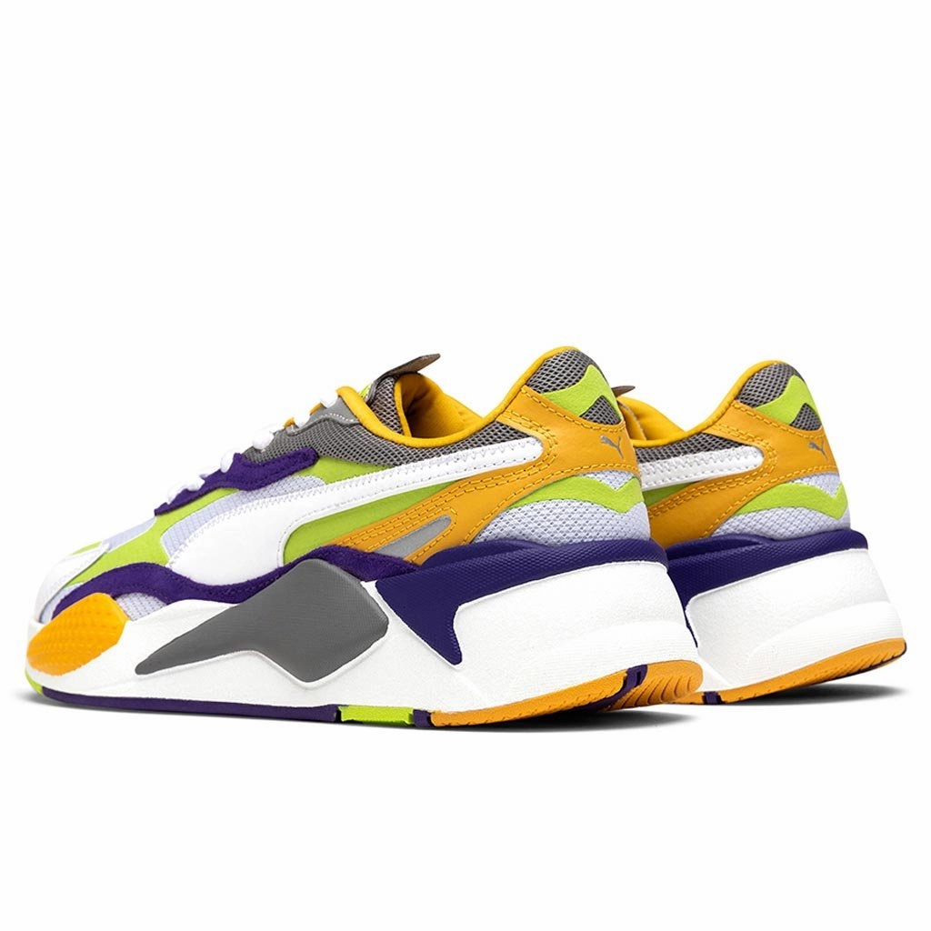 RS-X3 Level Up - White/Lime Punch Puma Stripe Logo Trainers