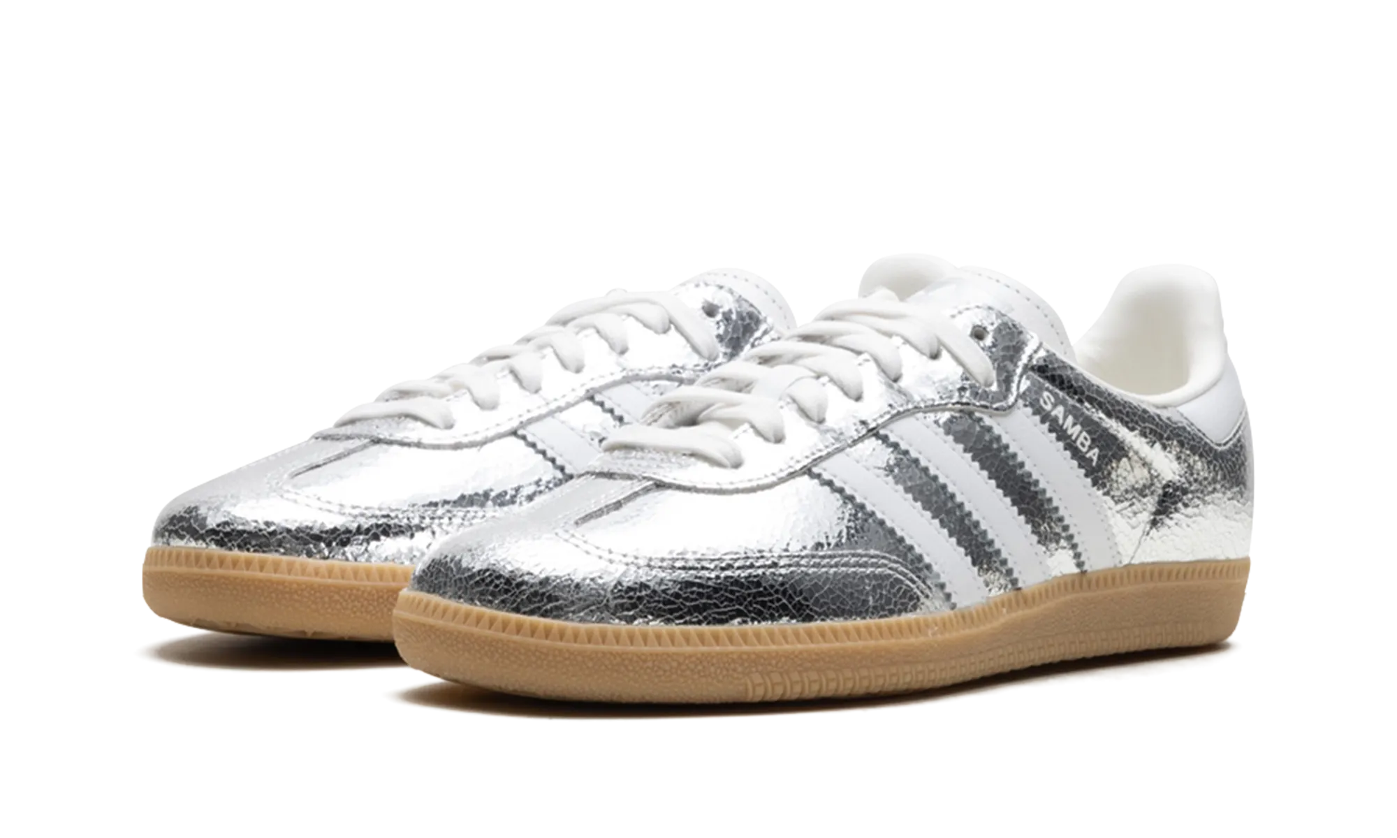 Samba OG WMNS "Silver Metallic Cracked Leather" adidas stylish womens sneakers