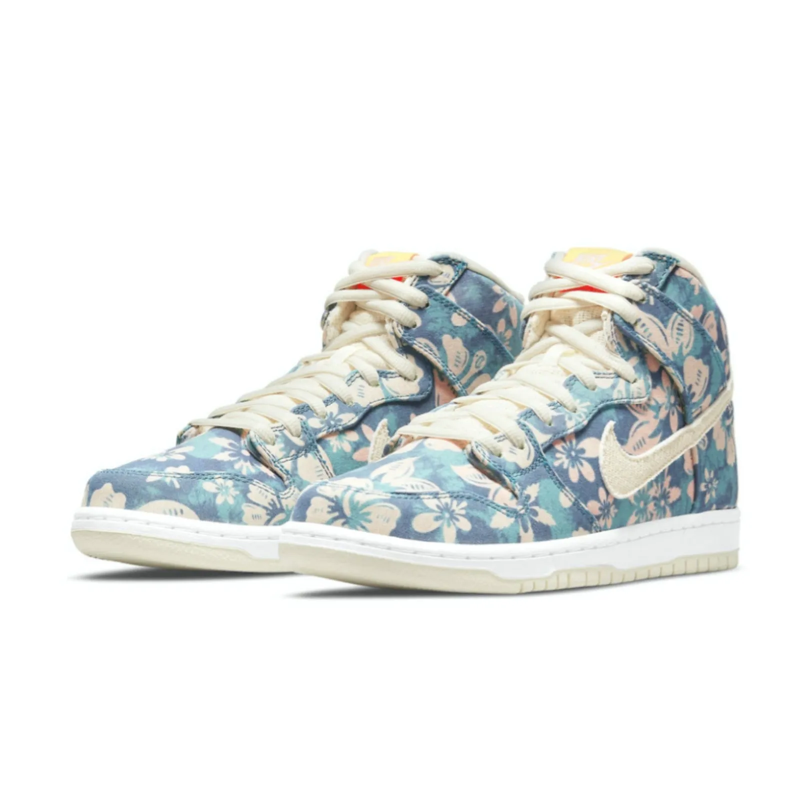SB Dunk Hi Hawaii 2021 Sail Blue Green Aqua Nike Dunk sneakers with classic silhouette