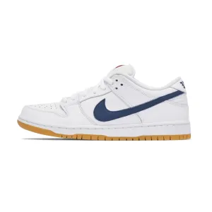 SB Dunk Low Orange Label White Navy by Nike Nike Dunk sneakers with classic silhouette
