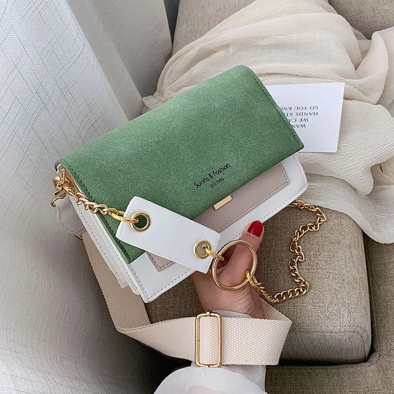 Scrub Leather Contrast Color Crossbody Bags For Women 2020 Chain Messenger Shoulder Bag Ladies Purses and Handbags Cross Body Fashion Nova Bags