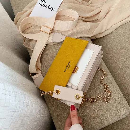 Scrub Leather Contrast Color Crossbody Bags For Women 2020 Chain Messenger Shoulder Bag Ladies Purses and Handbags Cross Body Fashion Nova Bags