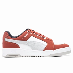 Slipstream Lo Block - White/Chili Oil Puma shoes with suede and modern shape