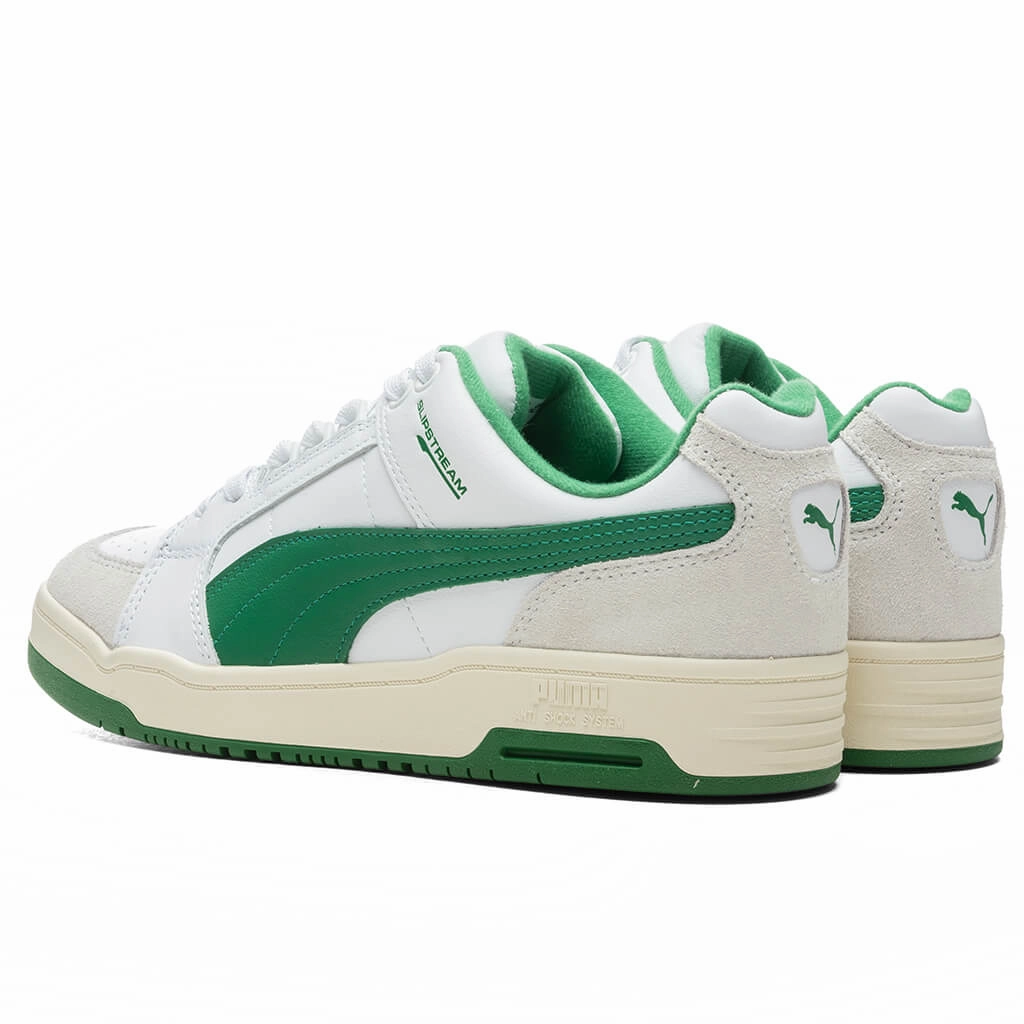 Slipstream Lo Retro - White/Amazon Green Puma Suede Street Sneakers
