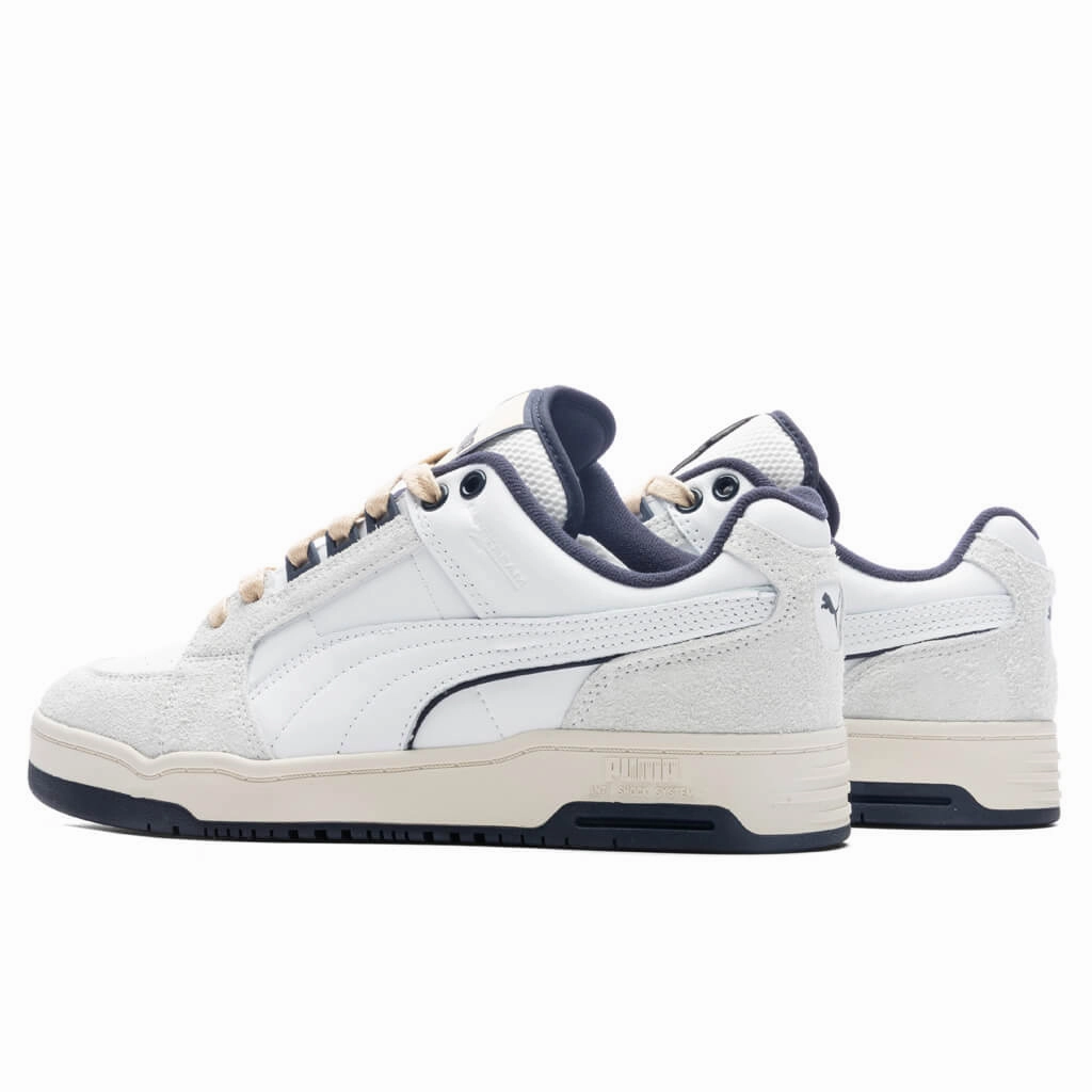 Slipstream Lo Service Line - White/New Navy Puma Suede Street Sneakers
