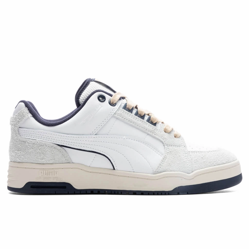Slipstream Lo Service Line - White/New Navy Puma shoes with suede and modern shape
