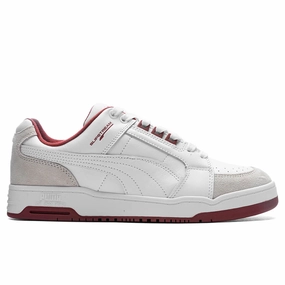 Slipstream Low Retro - White/Intense Red Puma shoes with suede and modern shape
