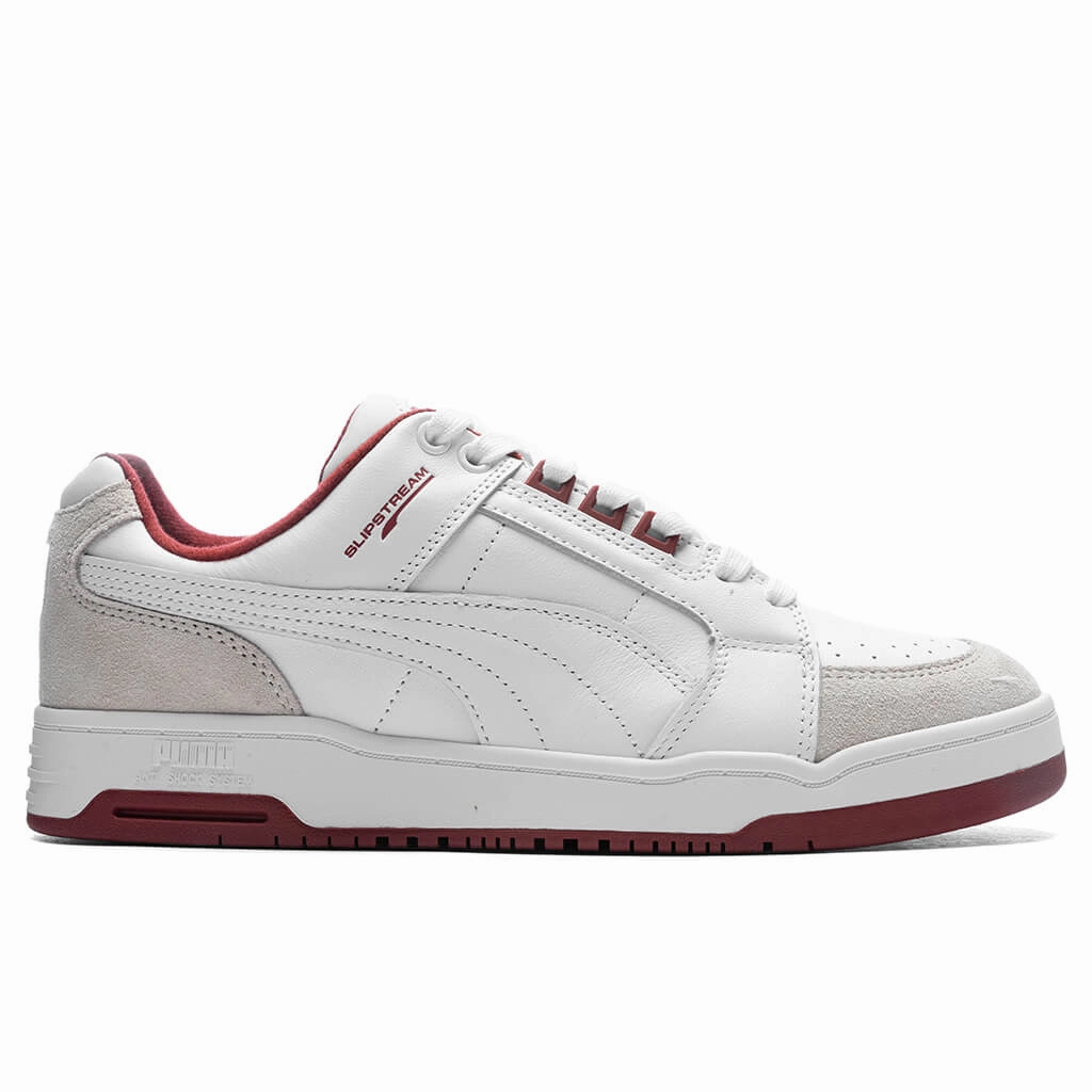 Slipstream Low Retro - White/Intense Red Puma shoes with suede and modern shape