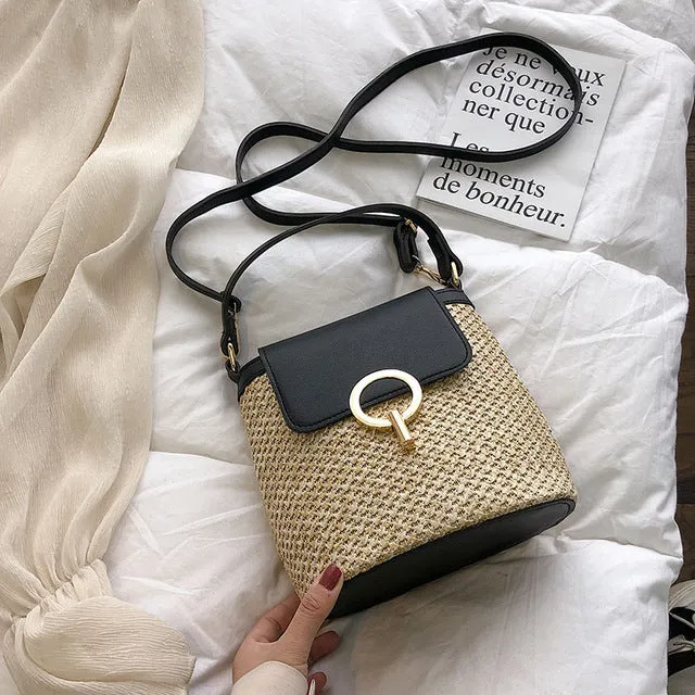 Small Straw Bucket Bags For Women 2020 Summer Crossbody Bags Lady Travel Purses and Handbags Female Shoulder Messenger Bag Fashion Nova Bags