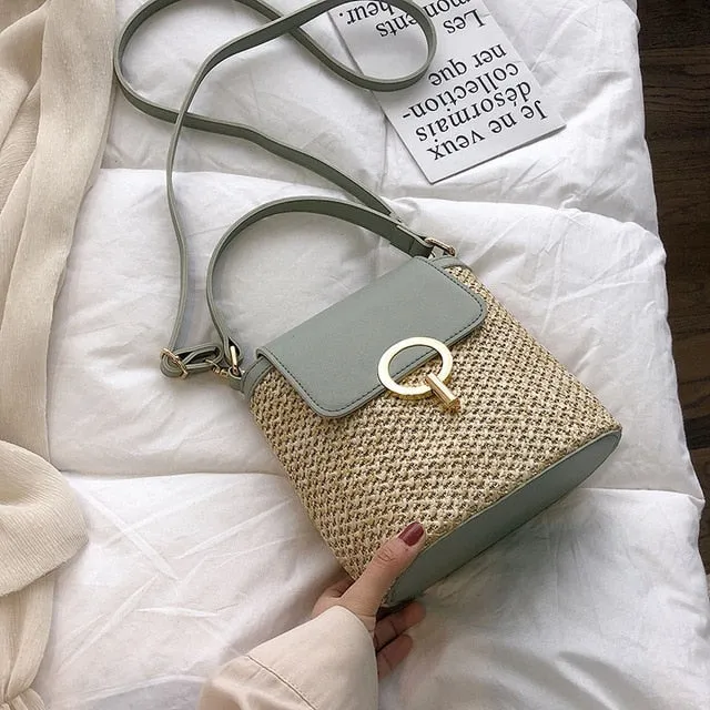 Small Straw Bucket Bags For Women 2020 Summer Crossbody Bags Lady Travel Purses and Handbags Female Shoulder Messenger Bag Fashion Nova Bags