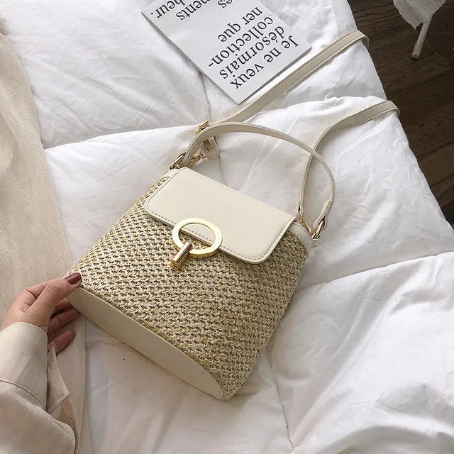 Small Straw Bucket Bags For Women 2020 Summer Crossbody Bags Lady Travel Purses and Handbags Female Shoulder Messenger Bag Fashion Nova Bags