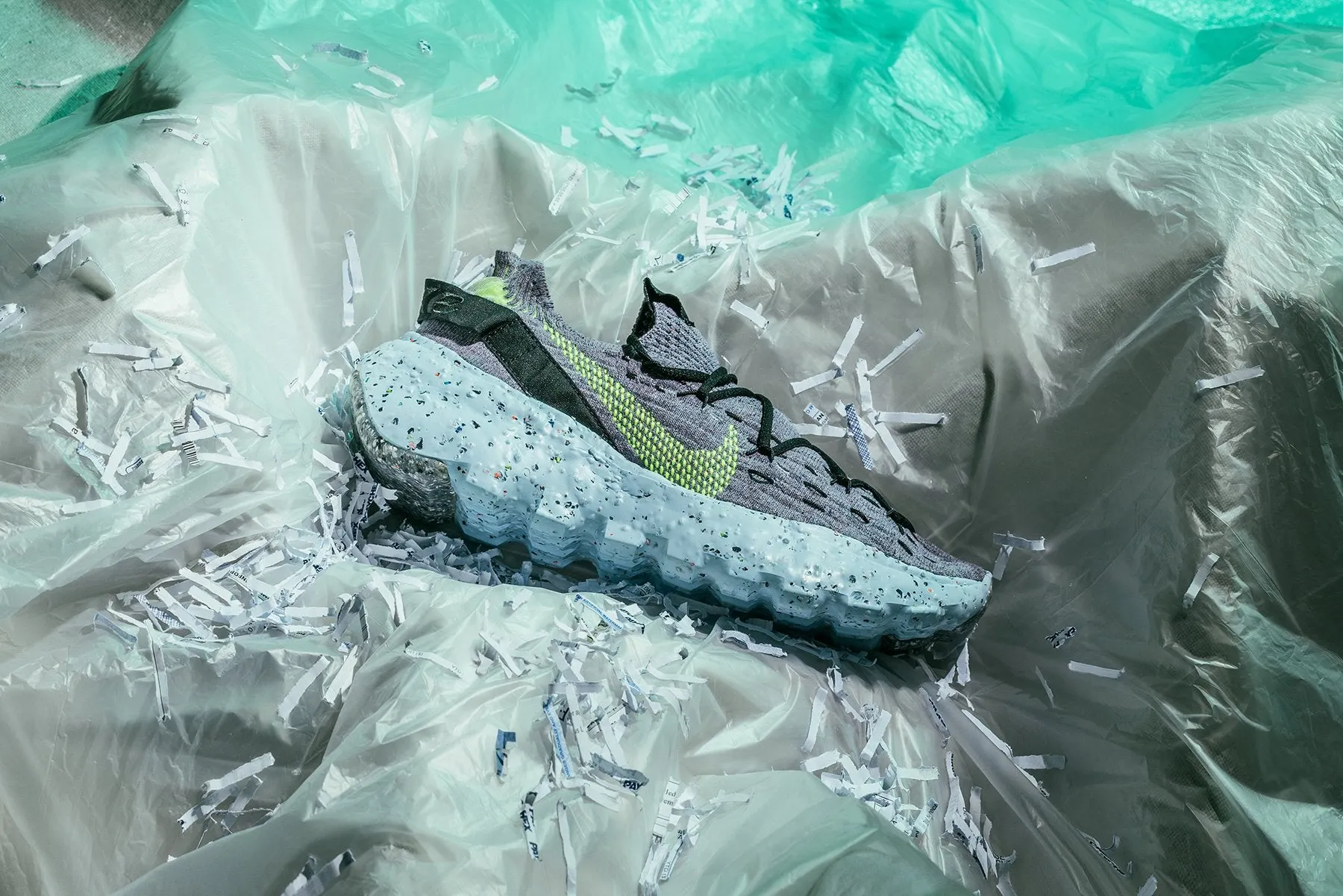 Space Hippie 04 - Grey/Volt Nike Foam Comfort Trainers