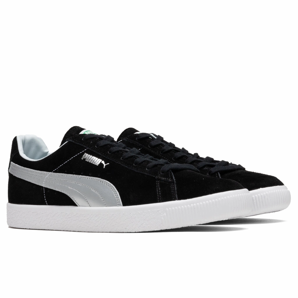 Suede VTG MIJ Retro - Black/Silver Puma Stripe Logo Trainers