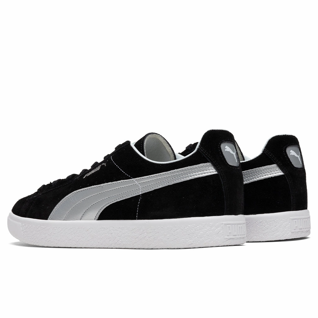 Suede VTG MIJ Retro - Black/Silver Puma Stripe Logo Trainers