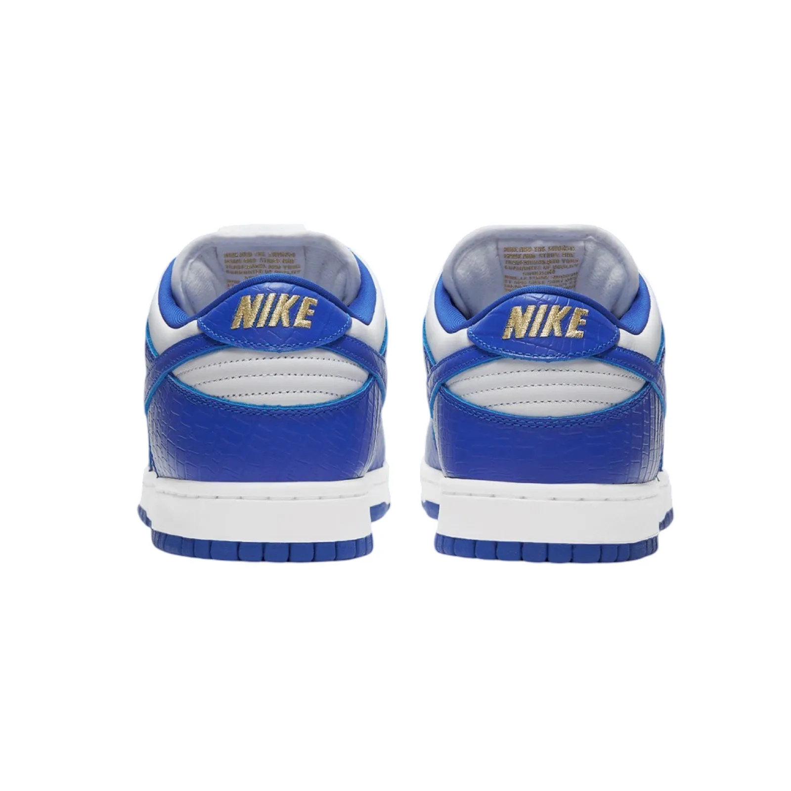 Supreme x SB Dunk Low OG QS White Hyper Blue Metallic Gold Iconic Sneakers