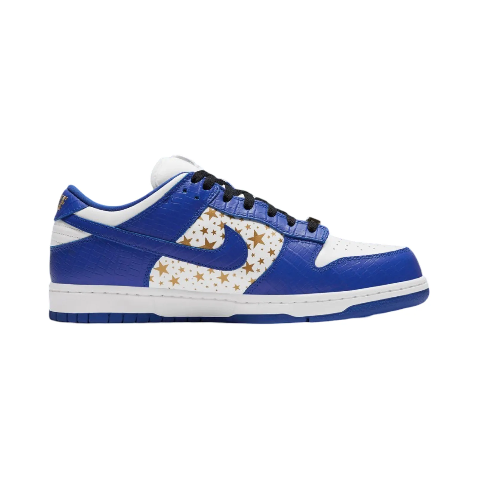 Supreme x SB Dunk Low OG QS White Hyper Blue Metallic Gold Iconic Sneakers