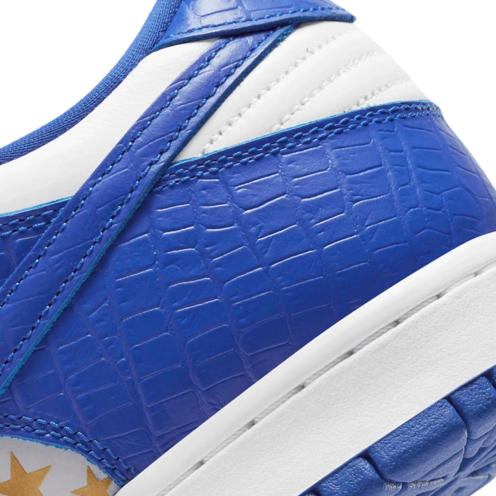 Supreme x SB Dunk Low OG QS White Hyper Blue Metallic Gold Iconic Sneakers