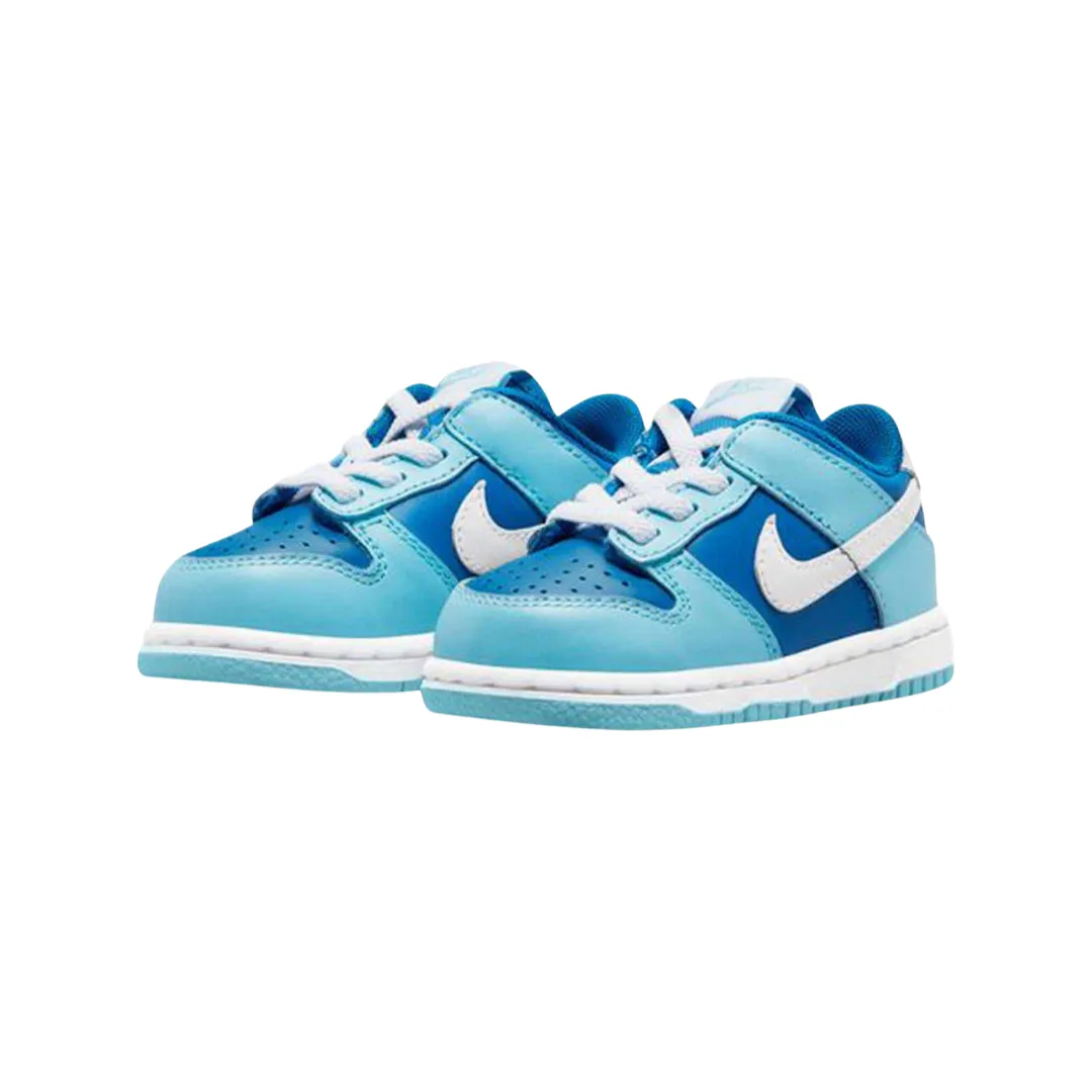 Toddler Nike Dunk Low Argon Blue Nike Dunk sneakers with classic silhouette