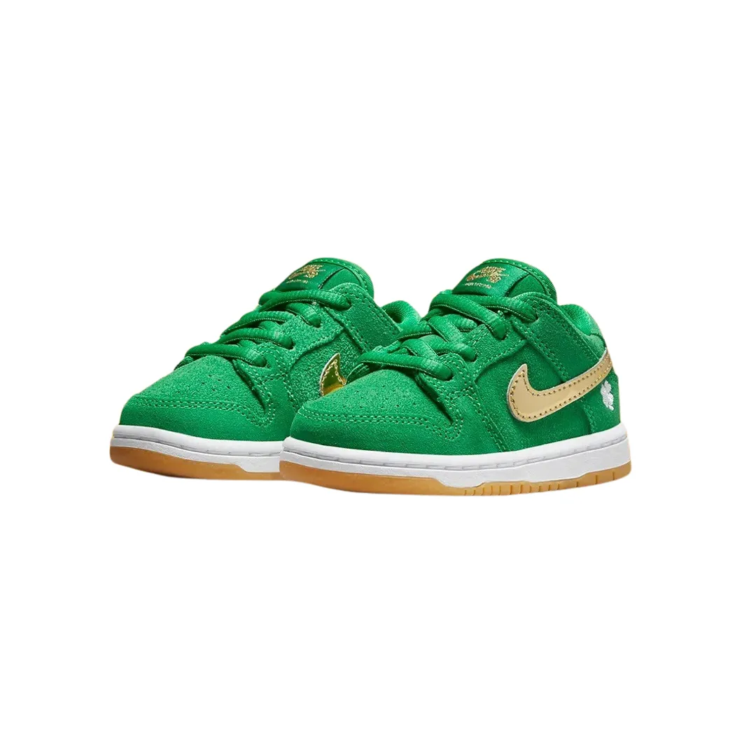 Toddler Nike SB Dunk Low TD St Patrick's Day (TD) Lucky Green Metallic Gold Iconic Sneakers