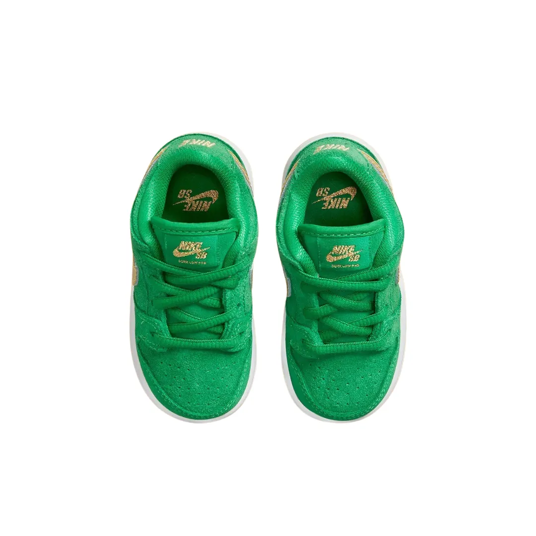 Toddler Nike SB Dunk Low TD St Patrick's Day (TD) Lucky Green Metallic Gold Iconic Sneakers