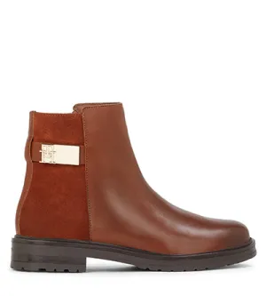TOMMY HILFIGER CHELSEA LOGO BROWN LEATHER Tommy Hilfiger women's shoes
