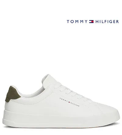 TOMMY HILFIGER LEATHER GRAIN WHITE GREEN Tommy Hilfiger men's footwear