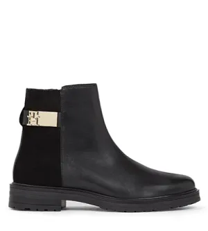 TOMMY HILFIGER LOGO BLACK LEATHER Tommy Hilfiger women's shoes