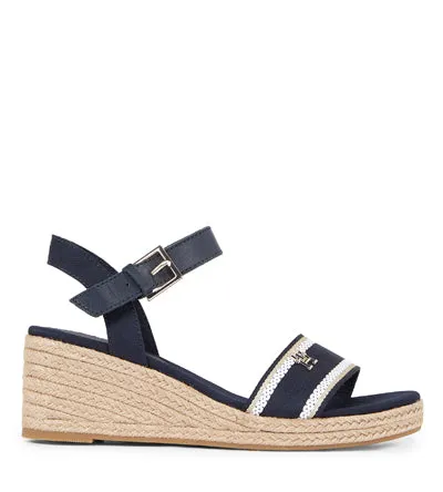 TOMMY HILFIGER WEDGE SANDAL NAVY 24 Tommy Hilfiger women's shoes
