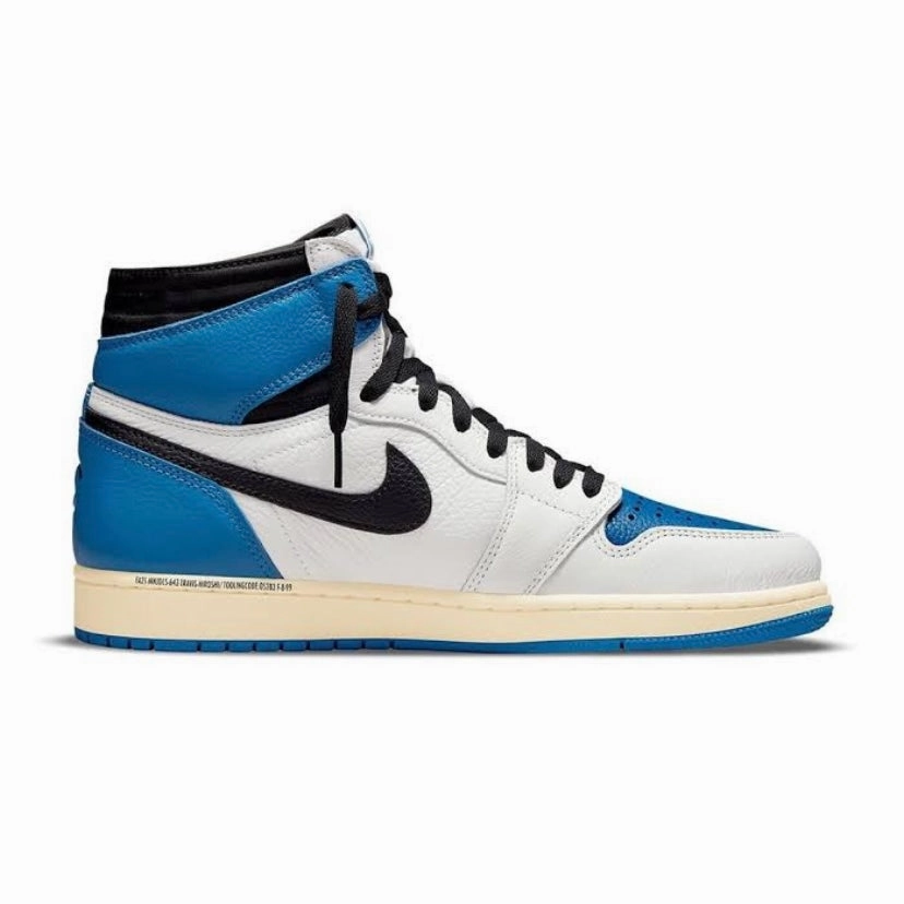 Travis Scott x Fragment x Air Jordan 1 Retro High White Black Royal Sail Retro Sneakers