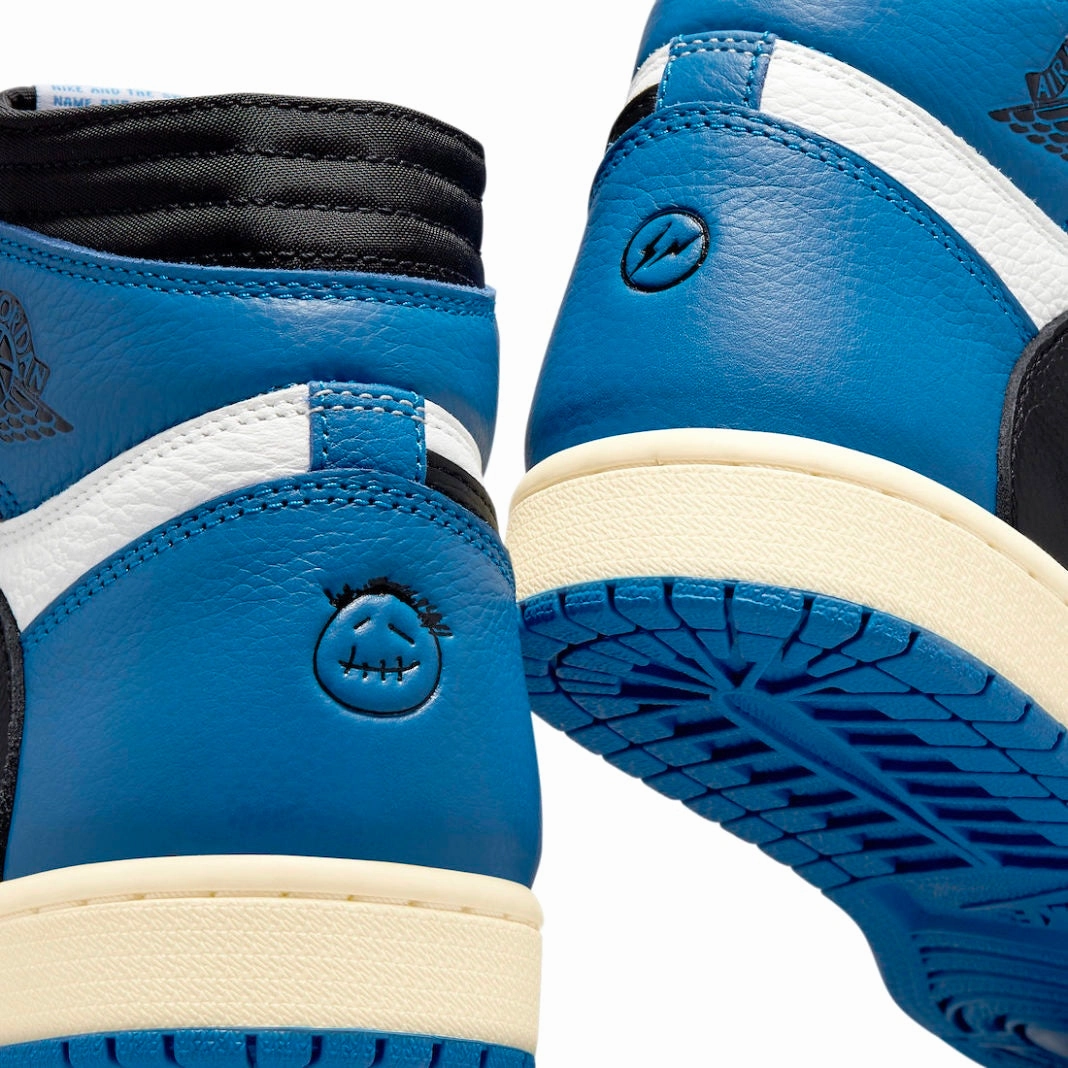 Travis Scott x Fragment x Air Jordan 1 Retro High White Black Royal Sail Retro Sneakers