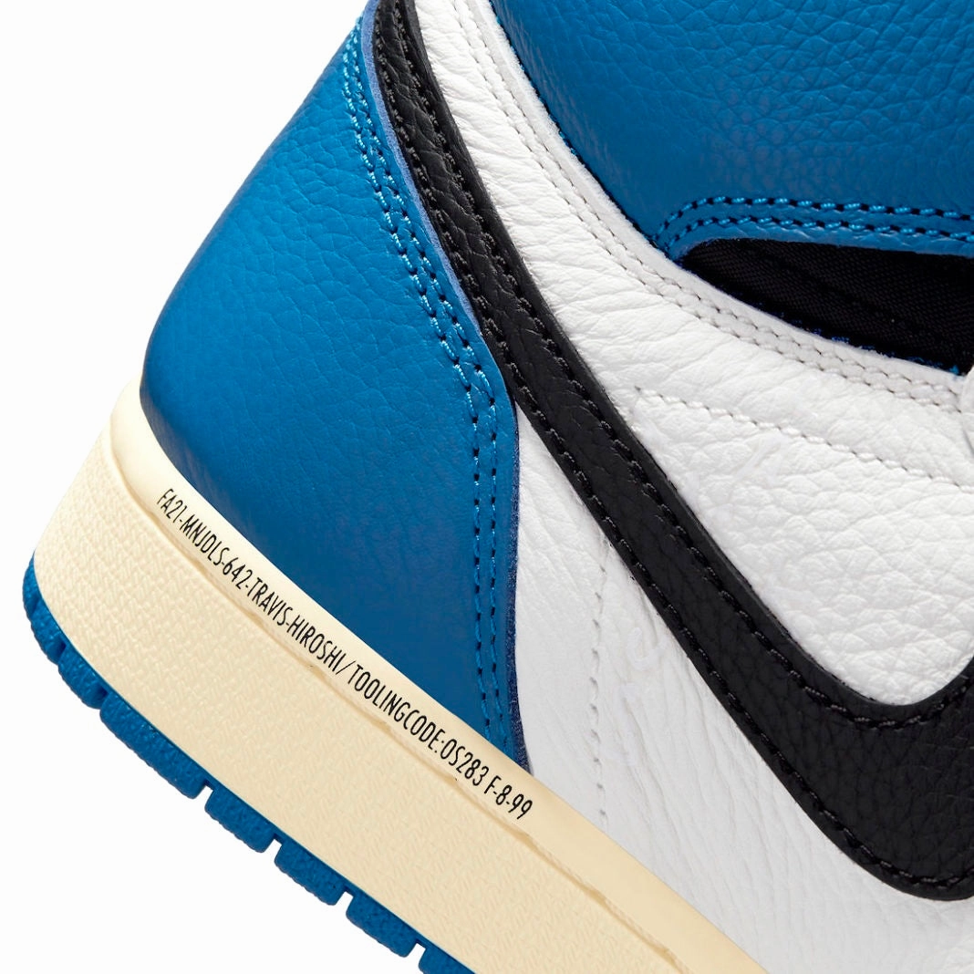 Travis Scott x Fragment x Air Jordan 1 Retro High White Black Royal Sail Retro Sneakers