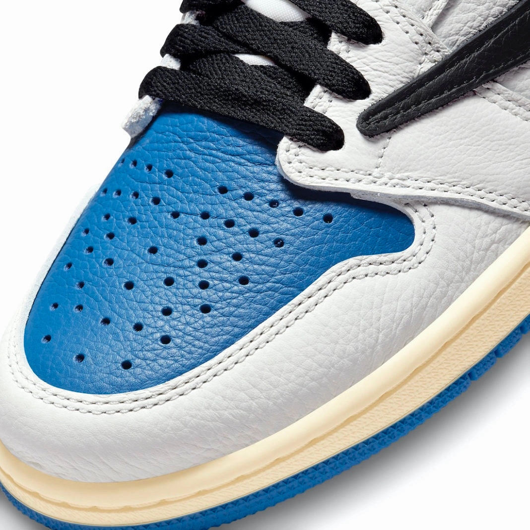 Travis Scott x Fragment x Air Jordan 1 Retro High White Black Royal Sail Retro Sneakers