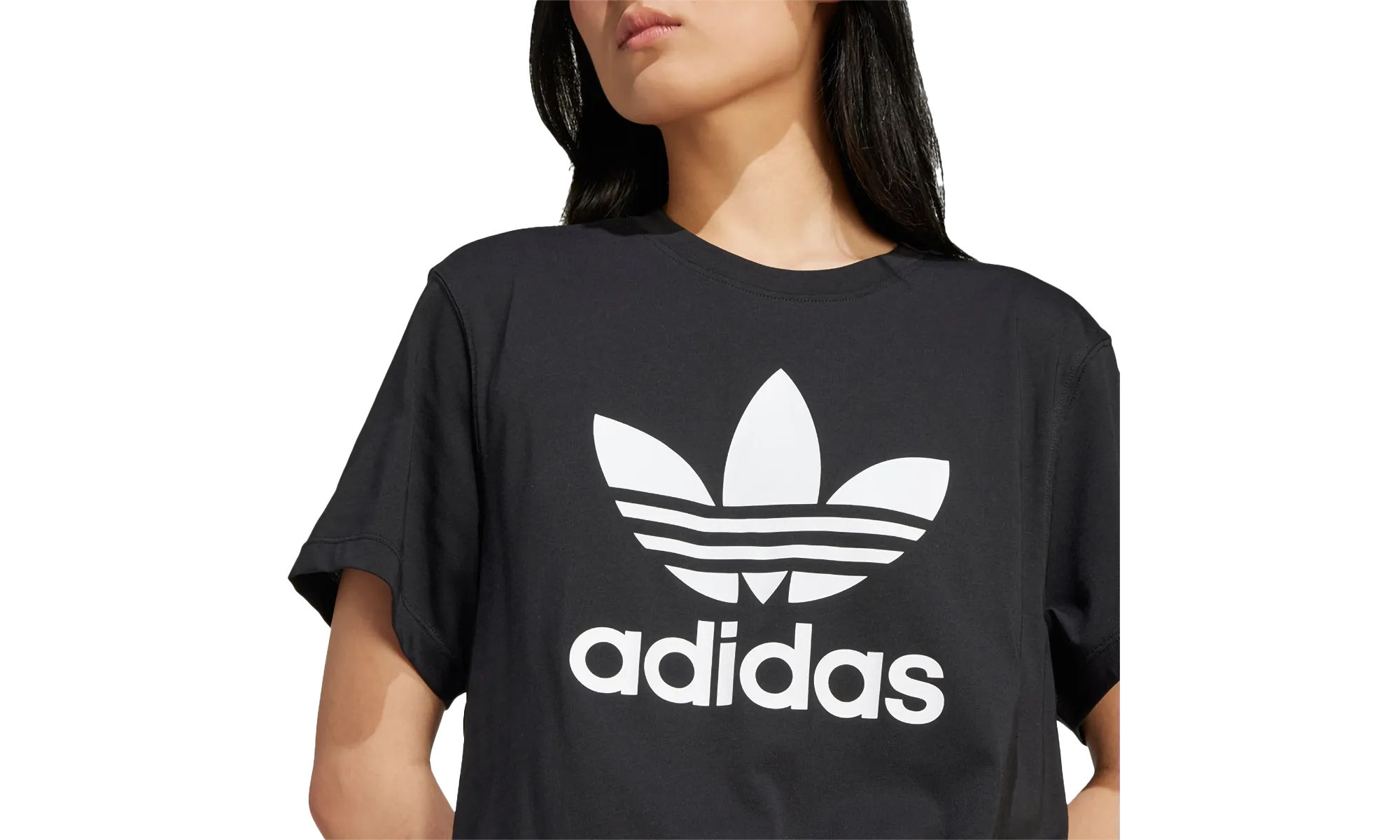 W Trefoil Tee Boxy Fit "BLACK" adidas stylish womens sneakers