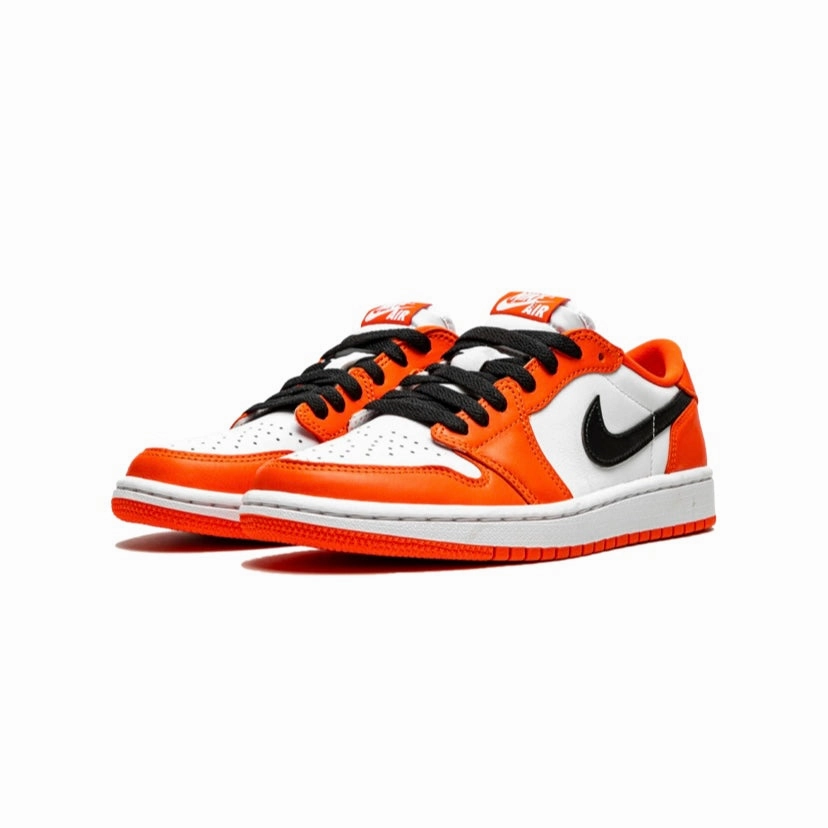 Women's Air Jordan 1 Low Starfish Orange Black White Air Jordan retro sneakers for street style