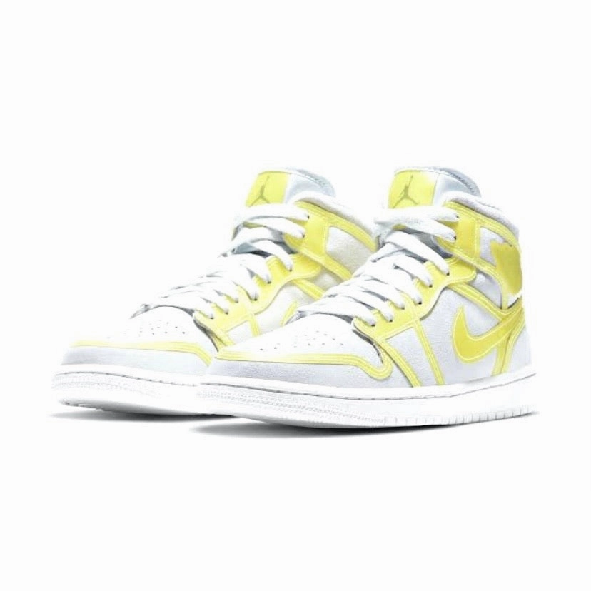 Women's Air Jordan 1 Mid Luxe Off White Optic Yellow White Air Jordan retro sneakers for street style