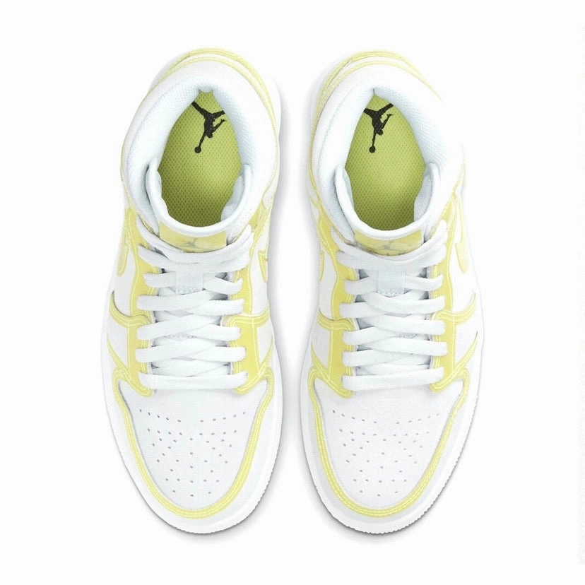 Women's Air Jordan 1 Mid Luxe Off White Optic Yellow White Retro Sneakers