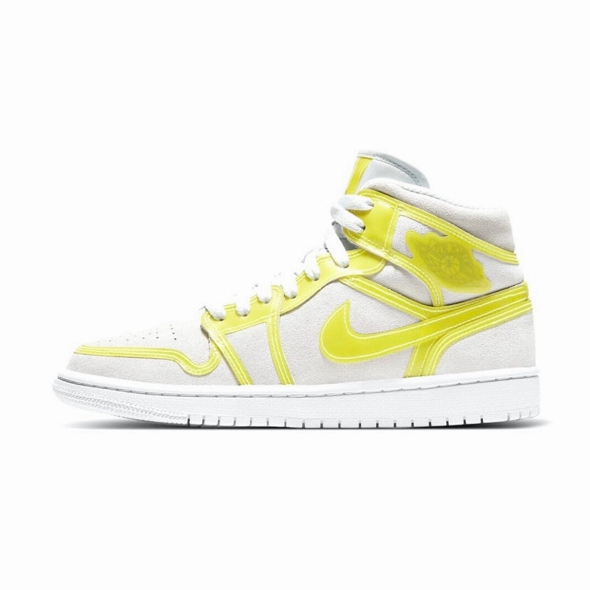 Women's Air Jordan 1 Mid Luxe Off White Optic Yellow White Retro Sneakers