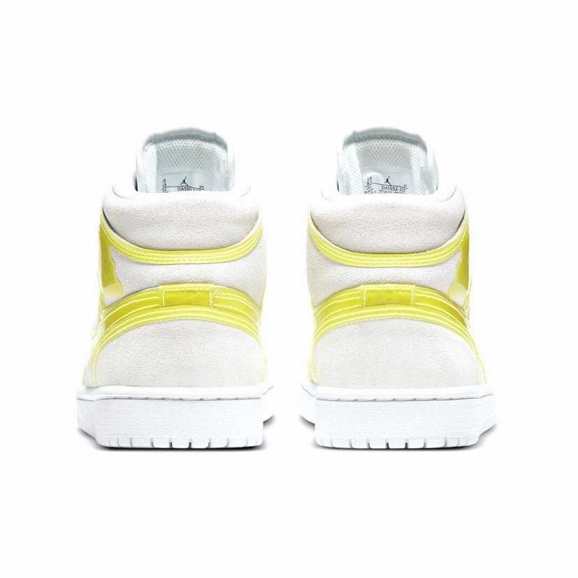Women's Air Jordan 1 Mid Luxe Off White Optic Yellow White Retro Sneakers