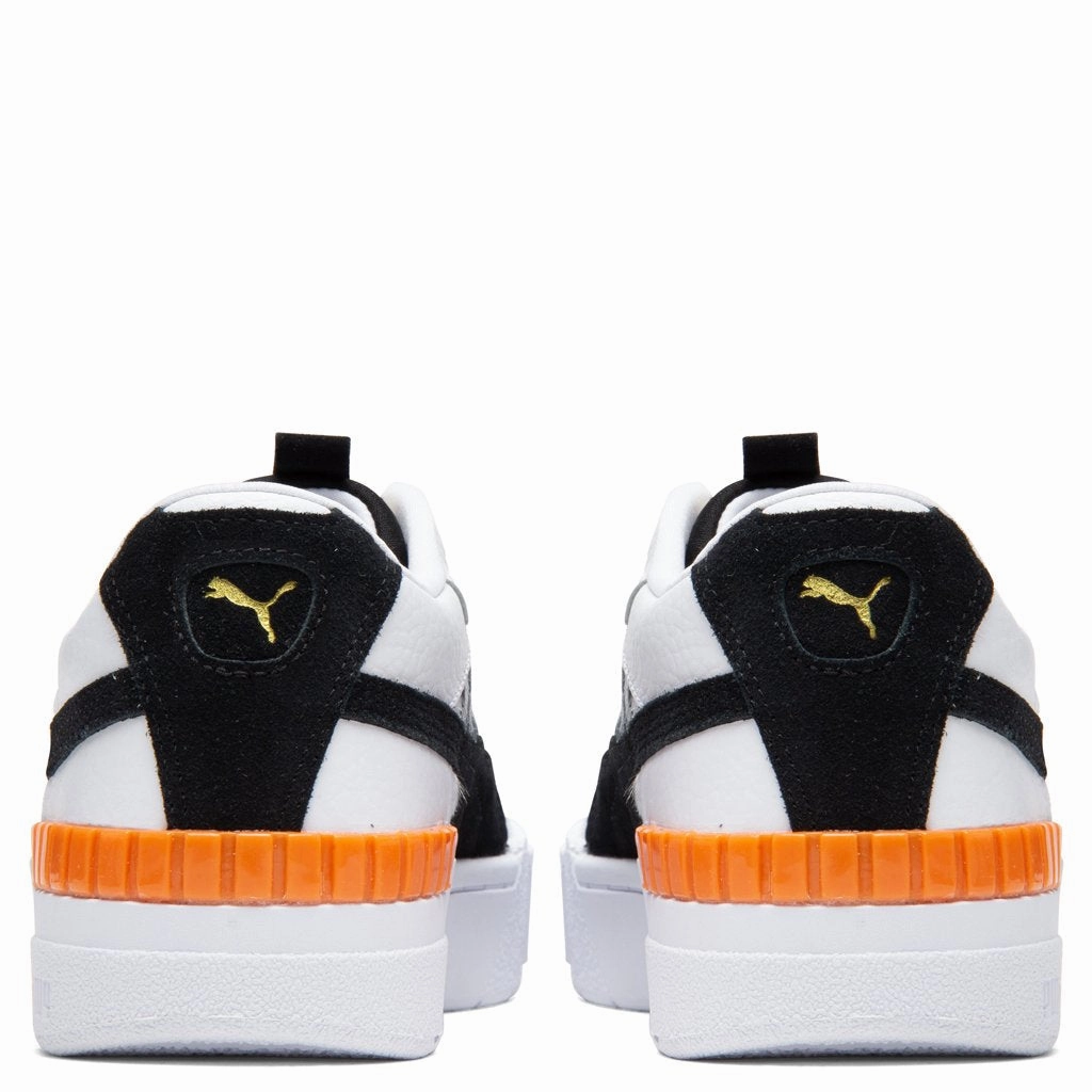 Women's Cali Sport "Wildcats" - White/Black Puma Stripe Logo Trainers