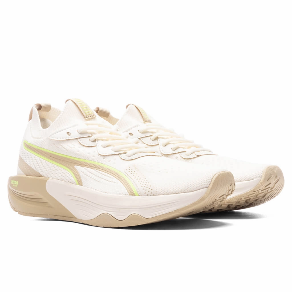 Women's PWR XX Nitro Luxe - Pristine/Granola/Fast Yellow Puma Suede Street Sneakers