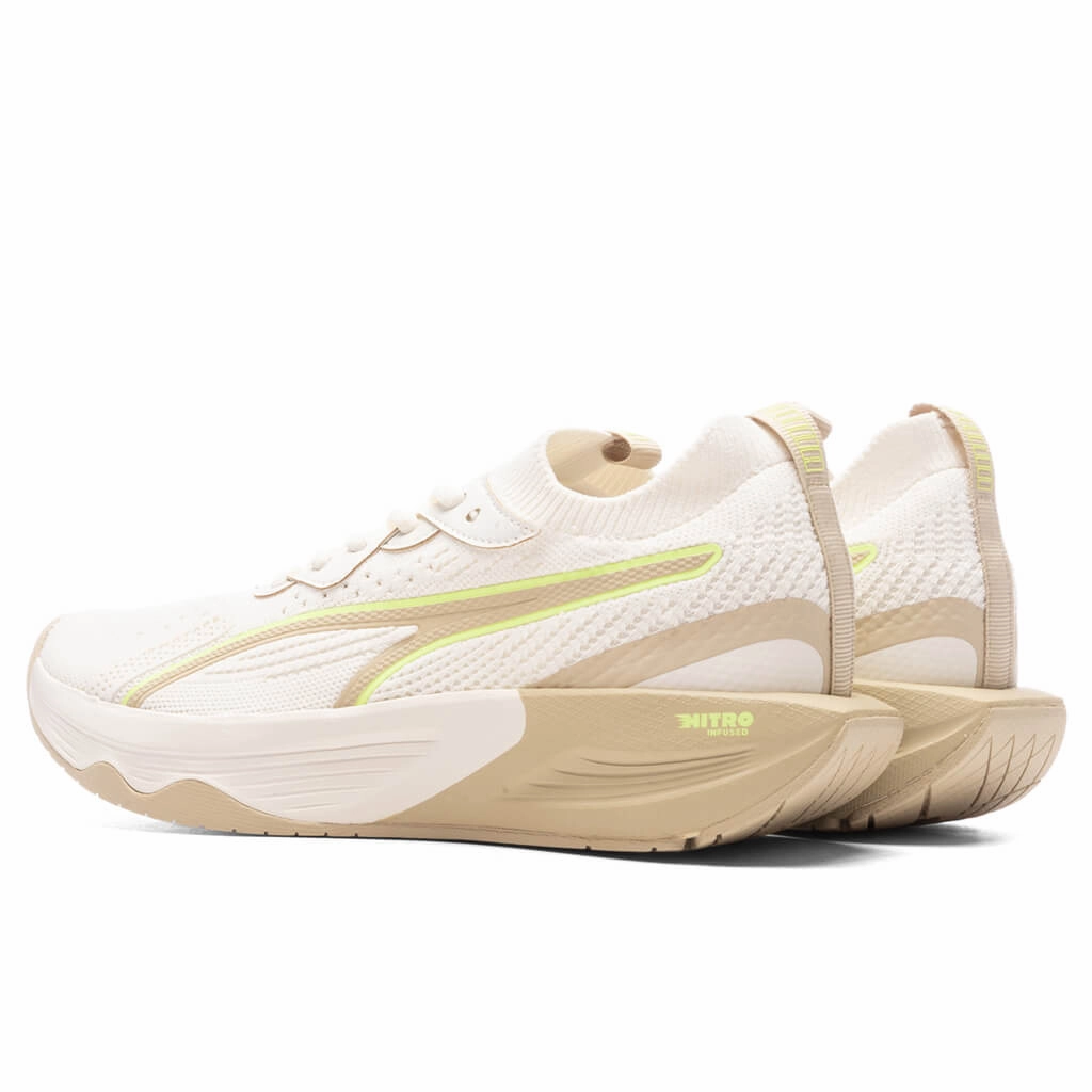 Women's PWR XX Nitro Luxe - Pristine/Granola/Fast Yellow Puma Suede Street Sneakers