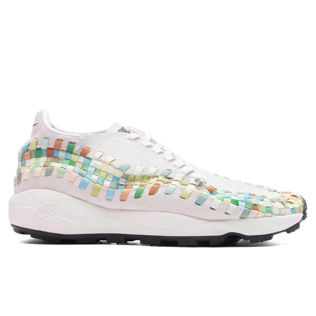Women's Air Footscape Woven - Summit White/Black/Multi-Color Nike lifestyle sneakers with retro vibe